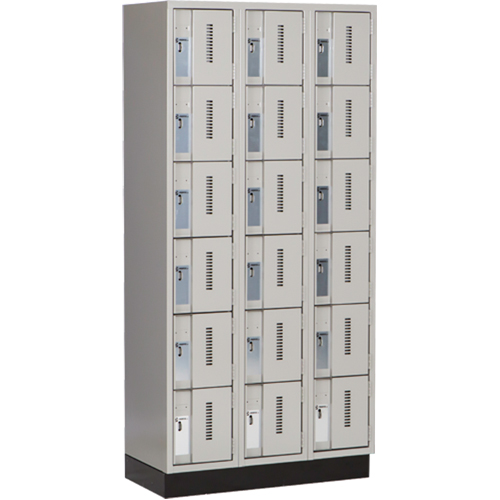 Concorde Heavy-Duty Lockers, 6 -tier, Bank of 3, 36" x 18" x 76", Steel, Grey, Welded (Assembled) MAS Chibougamau