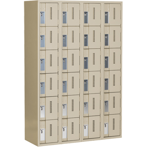 Concorde Heavy-Duty Lockers, 6 -tier, Bank of 4, 48" x 18" x 72", Steel, Beige, Welded (Assembled) MAS Chibougamau