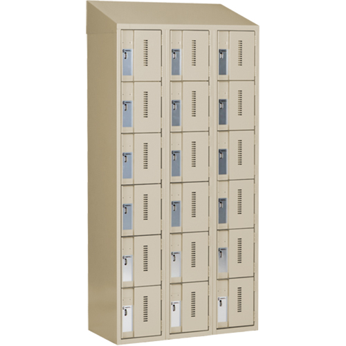 Concorde Heavy-Duty Lockers, 6 -tier, Bank of 3, 36" x 18" x 78", Steel, Beige, Welded (Assembled) MAS Chibougamau