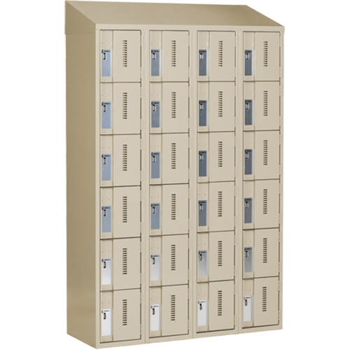 Concorde Heavy-Duty Lockers, 6 -tier, Bank of 4, 48" x 18" x 78", Steel, Beige, Welded (Assembled) MAS Chibougamau
