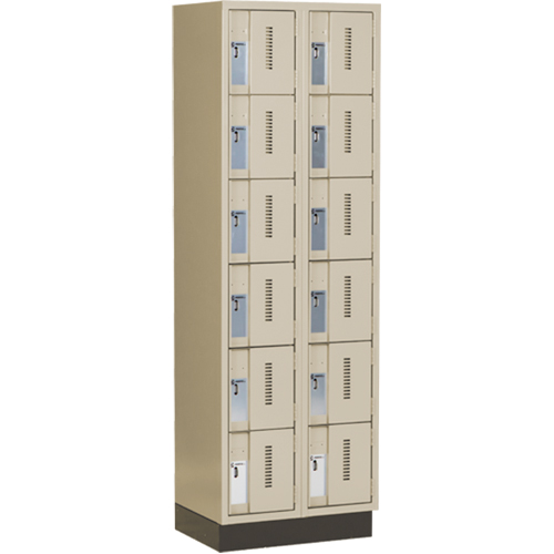 Concorde Heavy-Duty Lockers, 6 -tier, Bank of 2, 24" x 18" x 76", Steel, Beige, Welded (Assembled) MAS Chibougamau