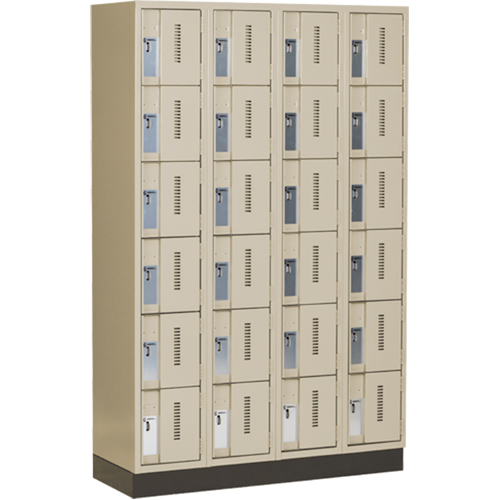 Concorde Heavy-Duty Lockers, 6 -tier, Bank of 4, 48" x 18" x 76", Steel, Beige, Welded (Assembled) MAS Chibougamau