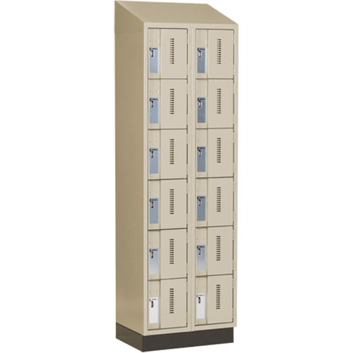 Concorde Heavy-Duty Lockers, 6 -tier, Bank of 2, 24" x 18" x 82", Steel, Beige, Welded (Assembled) MAS Chibougamau