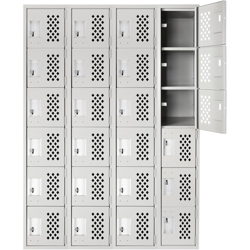 Petits casiers Clean Line, 6 niveaux, Bloc de 4, 18" x 72" x 12", Acier MAS Chibougamau