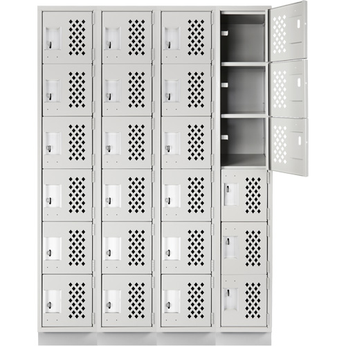 Casiers &eacute;conomiques perfor&eacute;s et assembl&eacute;s Clean Line, 6 niveaux, Bloc de 4, 18" x 72" x 12", Acier MAS Chibougamau
