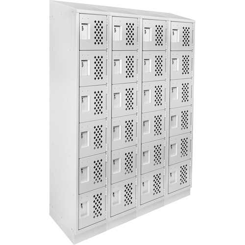 Assembled Clean Line Perforated Economy Lockers, 6 -tier, Bank of 4, 18" x 72" x 12", Steel MAS Chibougamau