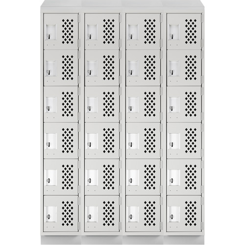 Assembled Clean Line Perforated Economy Lockers, 6 -tier, Bank of 4, 18" x 72" x 12", Steel MAS Chibougamau