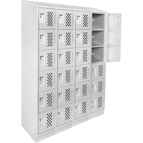 Assembled Clean Line Perforated Economy Lockers, 6 -tier, Bank of 4, 18" x 72" x 12", Steel MAS Chibougamau