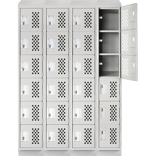 Assembled Clean Line Perforated Economy Lockers, 6 -tier, Bank of 4, 18" x 72" x 12", Steel MAS Chibougamau