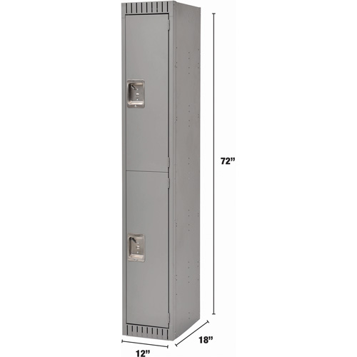 Lockers, 2 -tier, 12" x 18" x 72", Steel, Grey, Rivet (Assembled) MAS Chibougamau