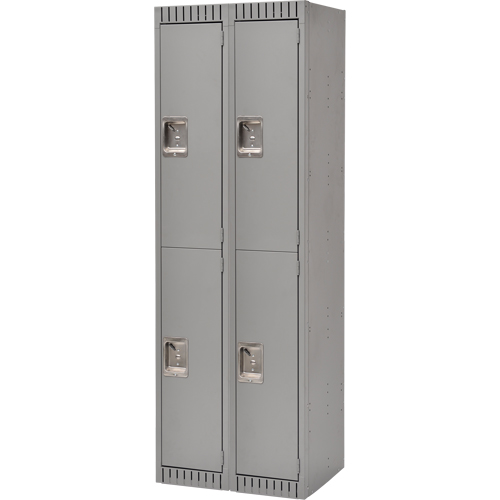 Lockers, 2 -tier, Bank of 2, 24" x 18" x 72", Steel, Grey, Rivet (Assembled) MAS Chibougamau