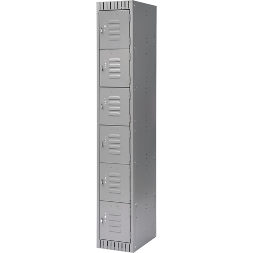 Lockers, 6 -tier, 12" x 18" x 72", Steel, Grey, Knocked Down MAS Chibougamau