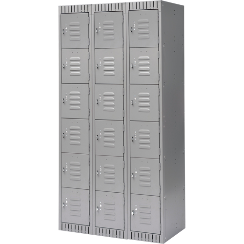 Casiers, 6 niveaux, Bloc de 3, 36" x 18" x 72", Acier, Gris, D&eacute;mont&eacute; MAS Chibougamau
