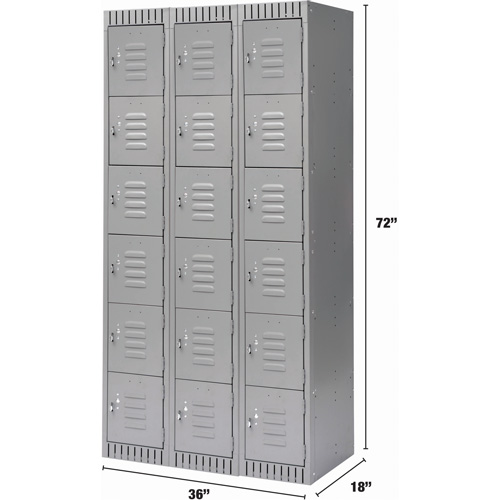 Casiers, 6 niveaux, Bloc de 3, 36" x 18" x 72", Acier, Gris, D&eacute;mont&eacute; MAS Chibougamau