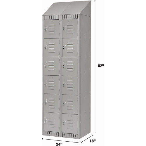 Casiers, 6 niveaux, Bloc de 2, 24" x 18" x 82", Acier, Gris, D&eacute;mont&eacute; MAS Chibougamau