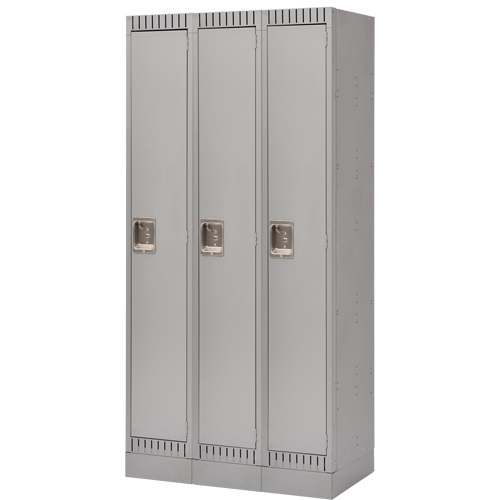 Assembled Lockers, Bank of 3, 36" x 18" x 72", Steel, Grey, Rivet (Assembled) MAS Chibougamau