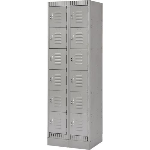 Lockers, 6 -tier, Bank of 2, 24" x 18" x 76", Steel, Grey, Knocked Down MAS Chibougamau