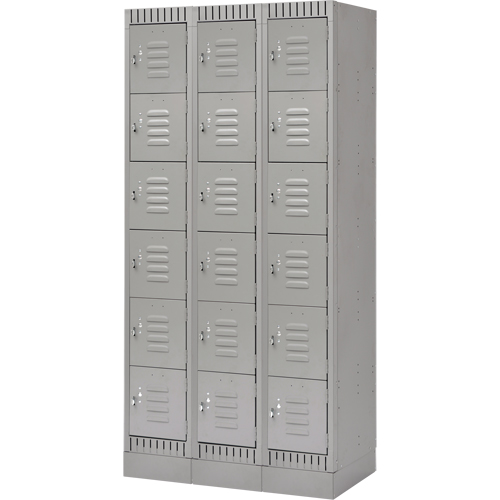 Casiers, 6 niveaux, Bloc de 3, 36" x 18" x 76", Acier, Gris, D&eacute;mont&eacute; MAS Chibougamau