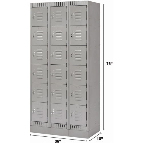 Casiers, 6 niveaux, Bloc de 3, 36" x 18" x 76", Acier, Gris, D&eacute;mont&eacute; MAS Chibougamau