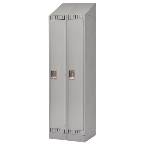 Lockers, Bank of 2, 24" x 18" x 86", Steel, Grey, Knocked Down MAS Chibougamau