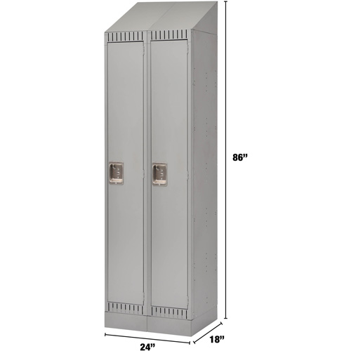 Lockers, Bank of 2, 24" x 18" x 86", Steel, Grey, Knocked Down MAS Chibougamau
