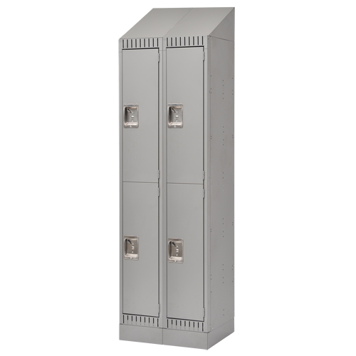 Lockers, 2 -tier, Bank of 2, 24" x 18" x 86", Steel, Grey, Knocked Down MAS Chibougamau