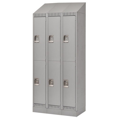 Casiers, 2 niveaux, Bloc de 3, 36" x 18" x 86", Acier, Gris, D&eacute;mont&eacute; MAS Chibougamau