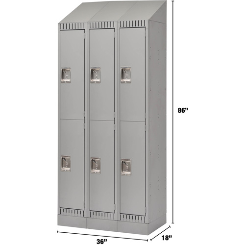 Casiers, 2 niveaux, Bloc de 3, 36" x 18" x 86", Acier, Gris, D&eacute;mont&eacute; MAS Chibougamau