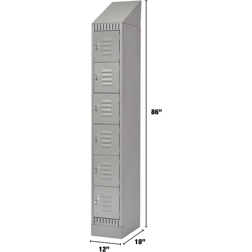 Lockers, 6 -tier, 12" x 18" x 86", Steel, Grey, Knocked Down MAS Chibougamau