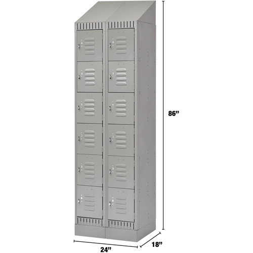 Casiers, 6 niveaux, Bloc de 2, 24" x 18" x 86", Acier, Gris, D&eacute;mont&eacute; MAS Chibougamau