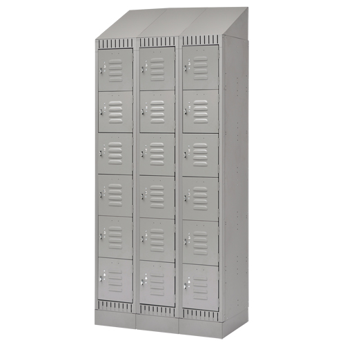 Lockers, 6 -tier, Bank of 3, 36" x 18" x 86", Steel, Grey, Knocked Down MAS Chibougamau