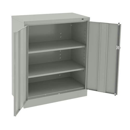 Counter High Cabinet, Steel, 2 Shelves, 42" H x 36" W x 18" D, Light Grey MAS Chibougamau