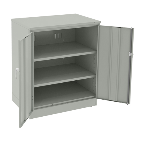 Armoire &agrave; hauteur de comptoir de luxe, Acier, 2 Tablettes, 42" h x 36" la x 24" P, Gris p&acirc;le MAS Chibougamau