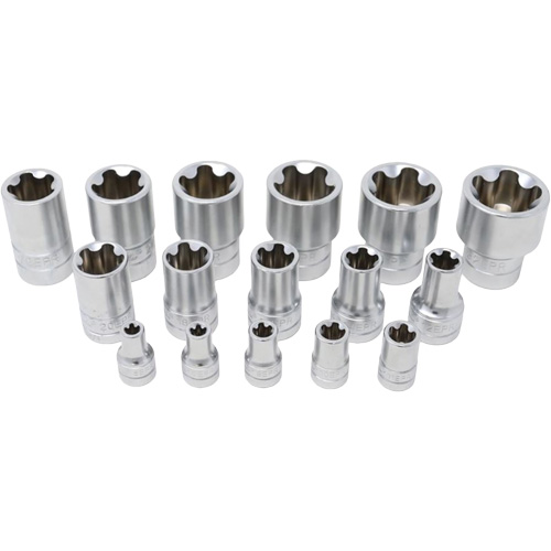 Jeu de douilles TORX EPR &agrave; 5 pans, 16 Morceaux, Prise de 1/4"/3/8"/1/2" MAS Chibougamau