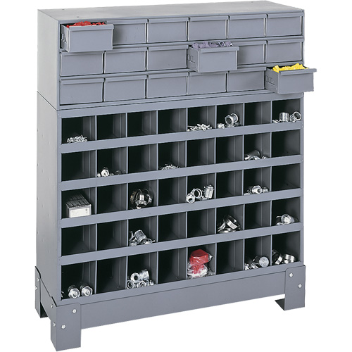 Unit&eacute; de stockage modulaire pour petites pi&egrave;ces, Acier, 18 tiroirs, 33-3/4" x 12-1/4" x 40-1/2", Gris MAS Chibougamau
