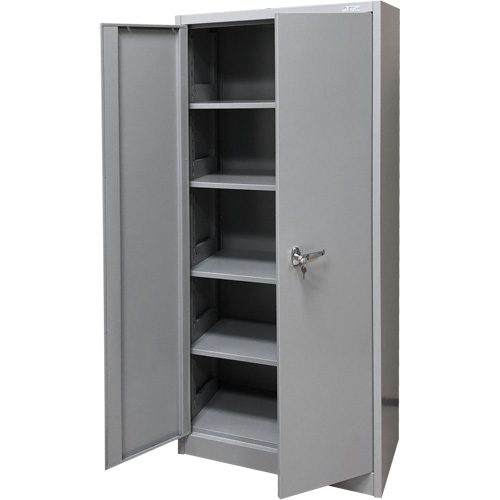 Armoire de rangement, Acier, 4 Tablettes, 66" h x 30" la x 15" P, Gris MAS Chibougamau