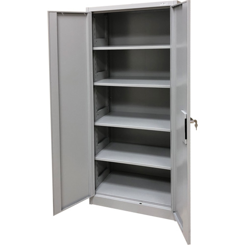 Armoire de rangement, Acier, 4 Tablettes, 66" h x 30" la x 15" P, Gris MAS Chibougamau