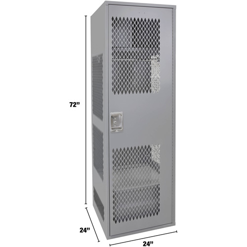 Gear Locker with Door, Steel, 24" W x 24" D x 72" H, Grey MAS Chibougamau