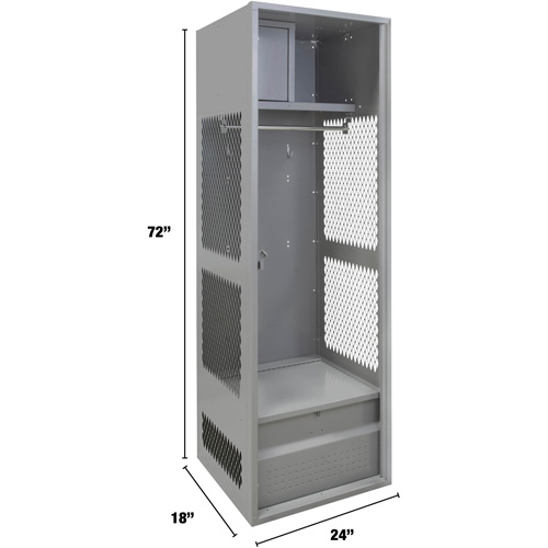 Gear Locker, Steel, 24" W x 18" D x 72" H, Grey MAS Chibougamau