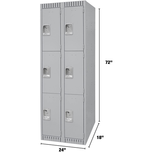 Casiers, 3 niveaux, Bloc de 2, 24" x 18" x 72", Acier, Gris, D&eacute;mont&eacute; MAS Chibougamau