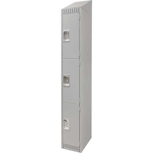 Lockers, 3 -tier, 12" x 18" x 82", Steel, Grey, Knocked Down MAS Chibougamau