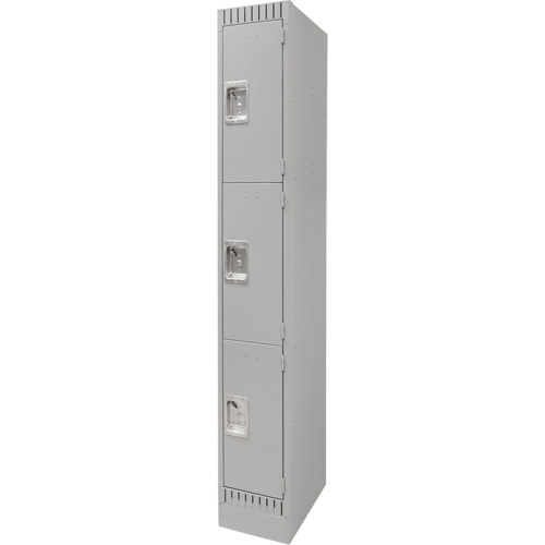 Lockers, 3 -tier, 12" x 18" x 76", Steel, Grey, Knocked Down MAS Chibougamau
