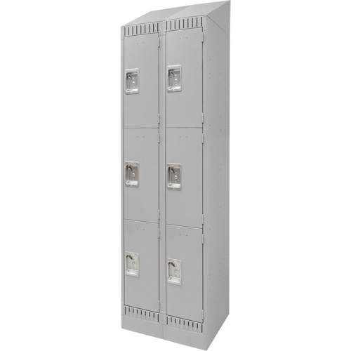 Lockers, 3 -tier, Bank of 2, 24" x 18" x 86", Steel, Grey, Knocked Down MAS Chibougamau