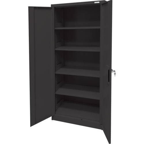 Storage Cabinet, Steel, 4 Shelves, 66" H x 30" W x 15" D, Black MAS Chibougamau