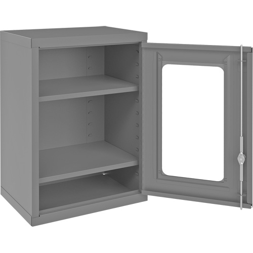 Armoire de rangement murale avec portes transparentes, 26-15/16" h x 18-1/8" la x 13-11/16" p, 2 tablettes, Acier, Gris MAS Chibougamau