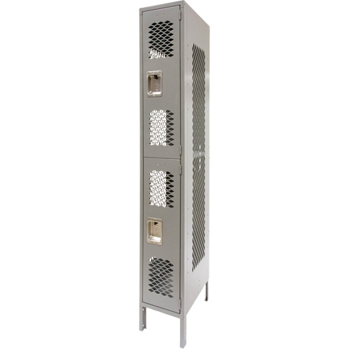Vented Lockers, 2 -tier, 12" x 18" x 78", Steel, Grey, Knocked Down, Perforated MAS Chibougamau