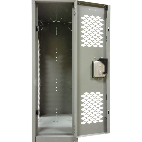 Casiers ventil&eacute;s, 2 niveaux, 12" x 18" x 78", Acier, Gris, D&eacute;mont&eacute;, Perfor&eacute; MAS Chibougamau