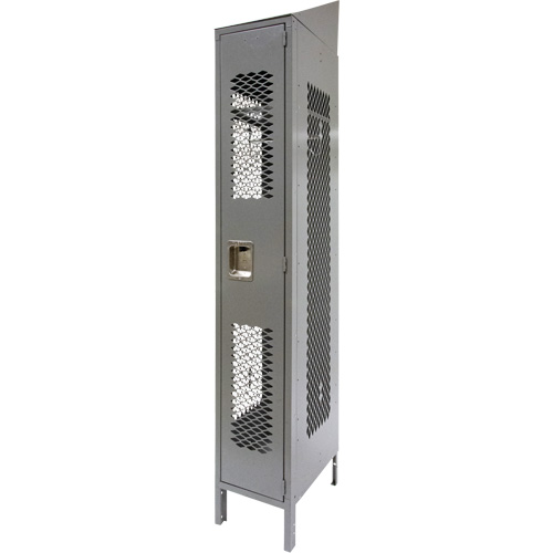 Vented Lockers, 12" x 18" x 88", Steel, Grey, Knocked Down, Perforated MAS Chibougamau