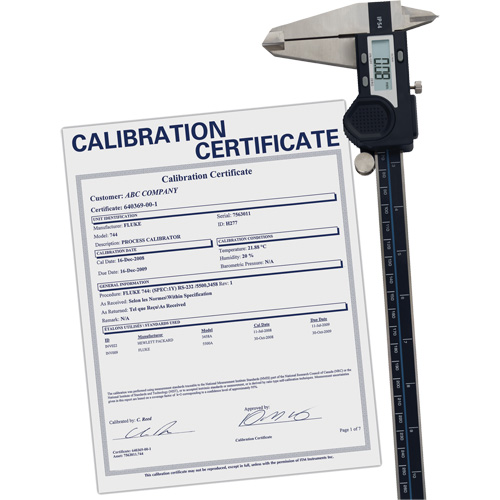 Pied &agrave; coulisse num&eacute;rique avec certificat de traçabilit&eacute;, R&eacute;solution de 0,0005" (0,01 mm), 0" - 12" (0 mm - 300 mm) gamme de mesure MAS Chibougamau