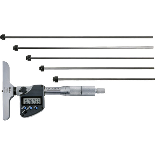 Microm&egrave;tre de profondeur num&eacute;rique avec tiges interchangeables, 0" - 12" (0 mm - 304.8 mm) gamme de mesure, R&eacute;solution de 0,00005" (0,001 mm) MAS Chibougamau